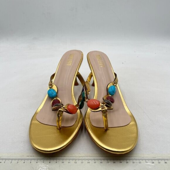 Miss Left | Shoes | Miss Left Gold Jewelled Open Toe Flip  miss left Gold Jewelled Open Toe Flip Flops Thin High Heel Slip on Thong Sandals